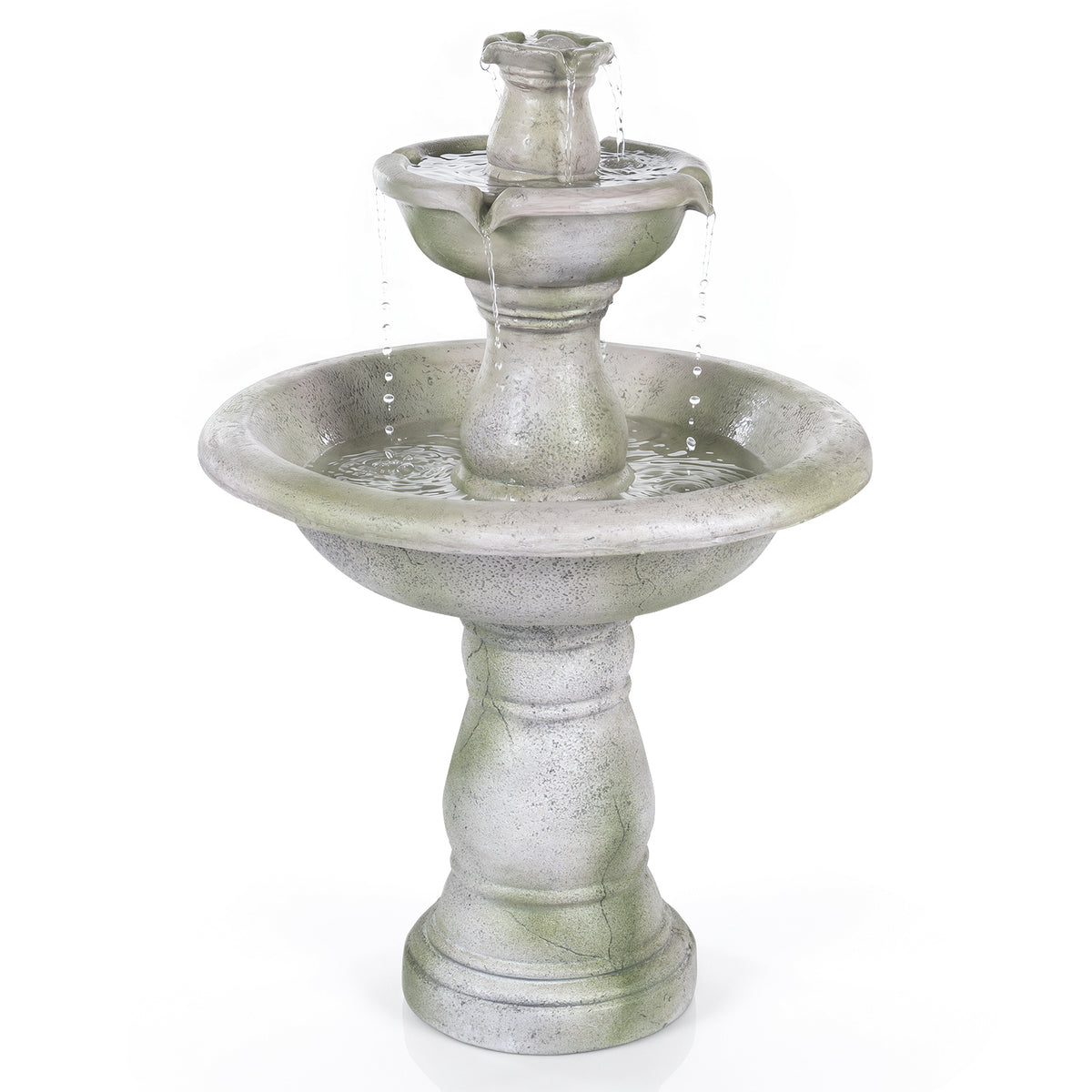 89 CM Large Waterfall Fountain Outside for Patio Lawn Yard Decoration