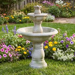 89 CM Large Waterfall Fountain Outside for Patio Lawn Yard Decoration