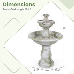 89 CM Large Waterfall Fountain Outside for Patio Lawn Yard Decoration