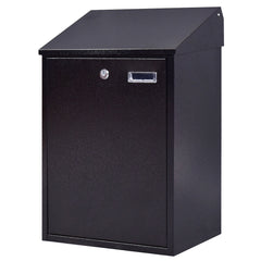 Steel Lockable Postbox Locking Home Letter Post Box Wall Mounted-Black