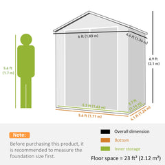 Outsunny 6'x4.5' Garden Storage Shed, Lockable Garden Shed with Double Doors, Window, Vent and Plastic Roof, Black