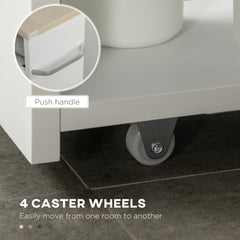kleankin Storage Cart, 4-Tier Compact Storage Trolley on Wheels and Handle, 48W x 15D x 80H cm, White