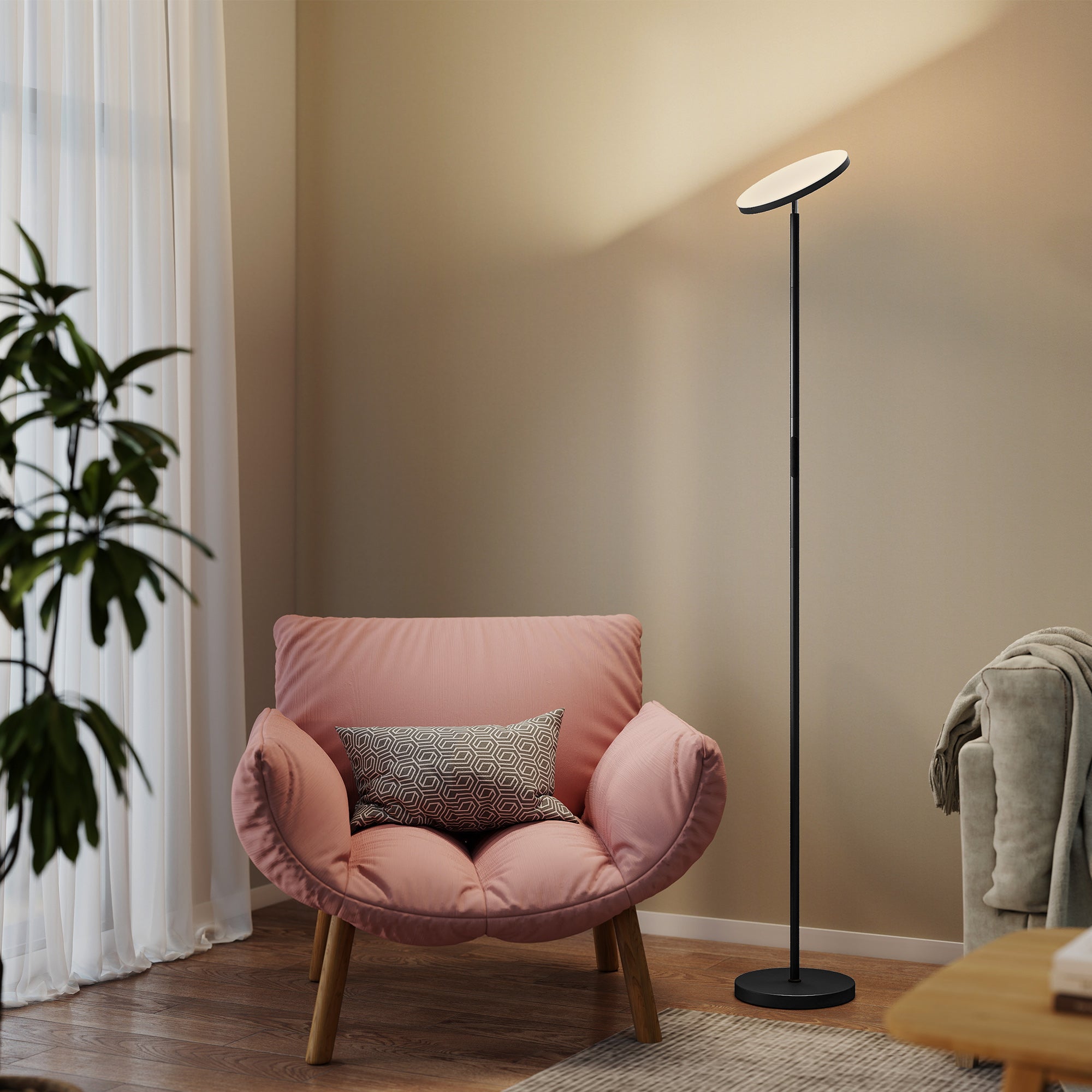 HOMCOM RGB Uplighter Floor Lamp, Tall Dimmable Standing Lamp with Remote & Touch Control, 350Â° Rotatable Head for Living Room Bedroom, 2700K-6000K Colour Temperatures, Black