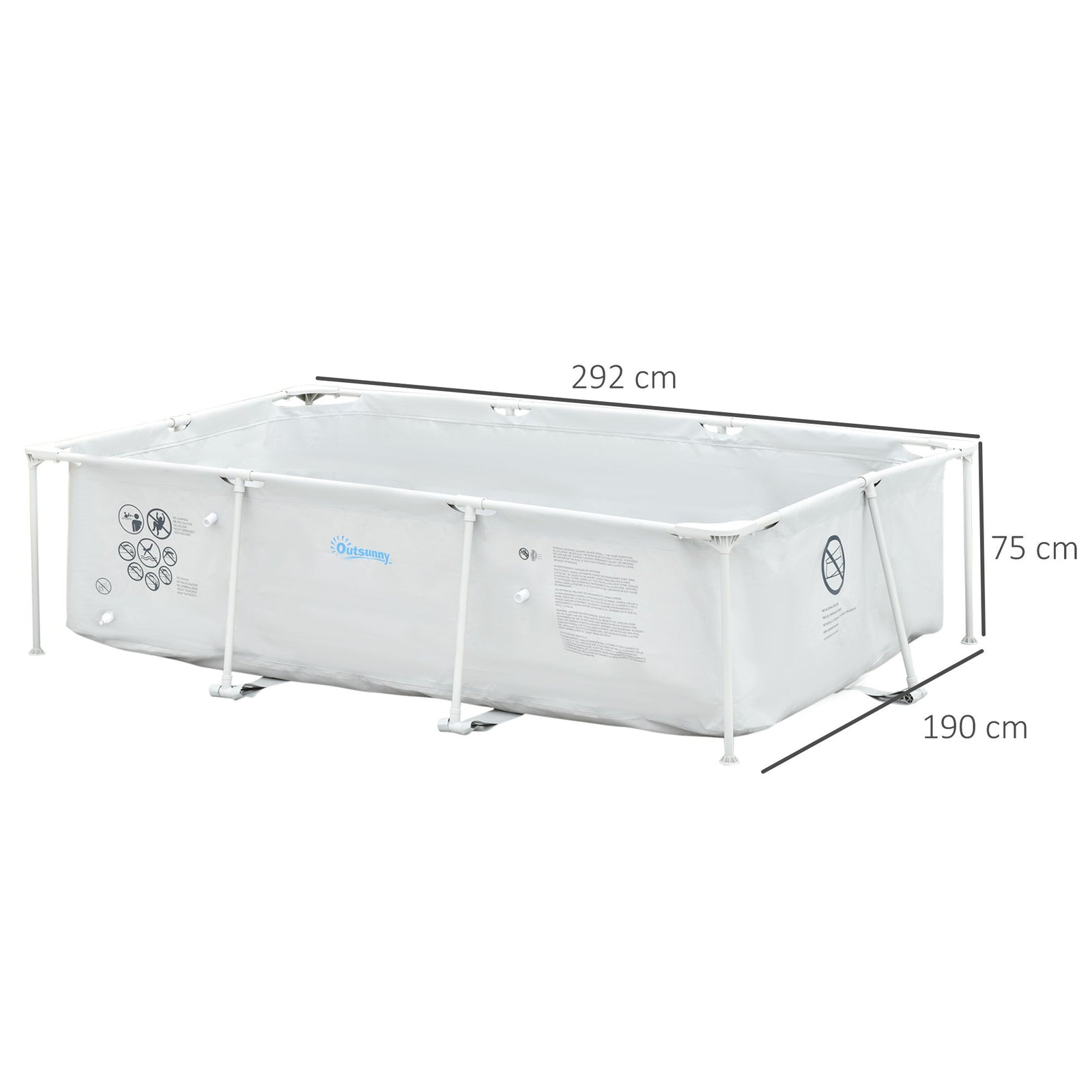 Outsunny Steel Frame Pool with Filter Pump, Filter Cartridge, Rust Resistant Above Ground Swimming Pool, Grey
