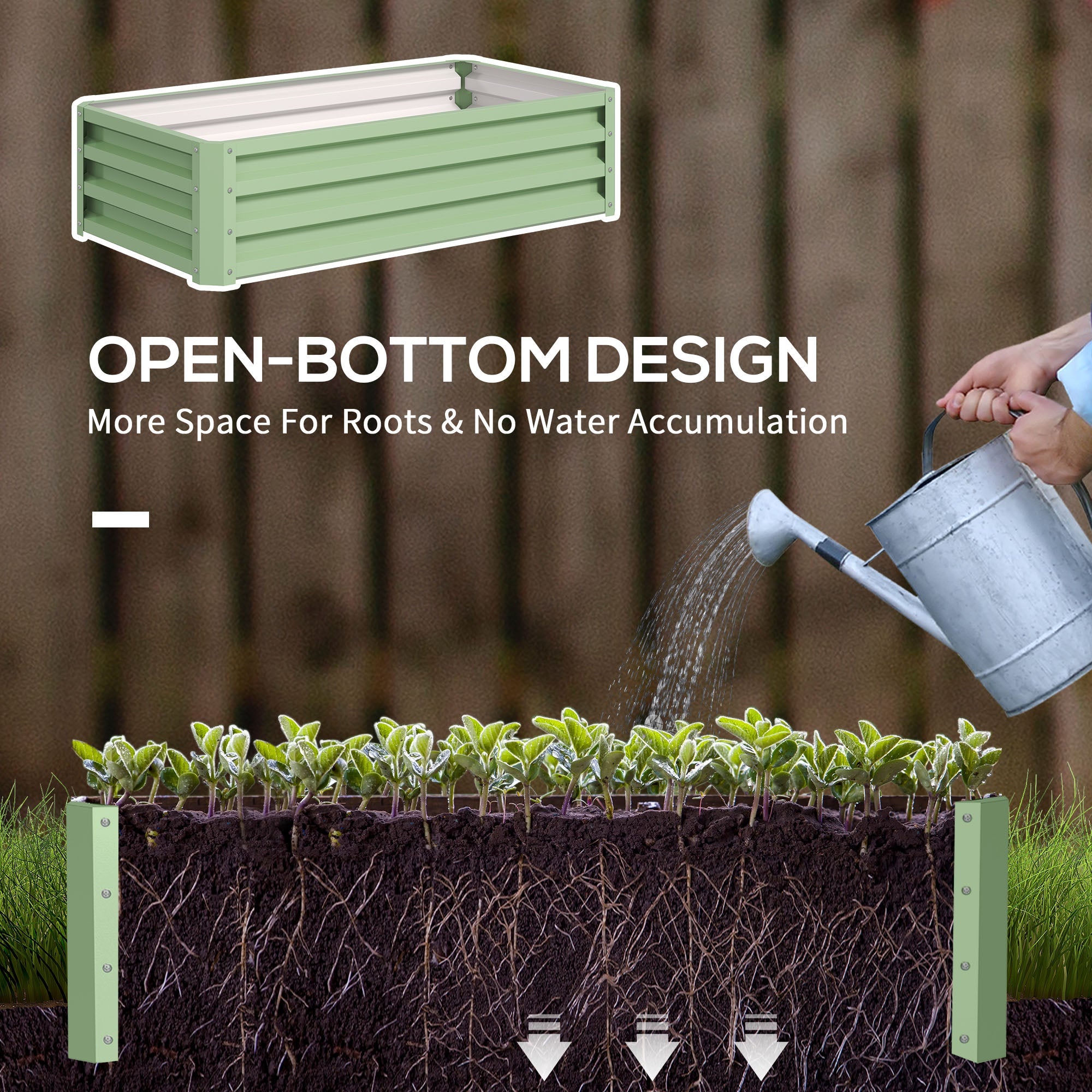 Outsunny Raised Beds for Garden, Galvanised Outdoor Planters, for Herbs and Vegetables, Use for Patio, Garden, Balcony