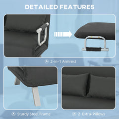 HOMCOM Two-Seater Click-Clack Sofa Bed - Charcoal Grey