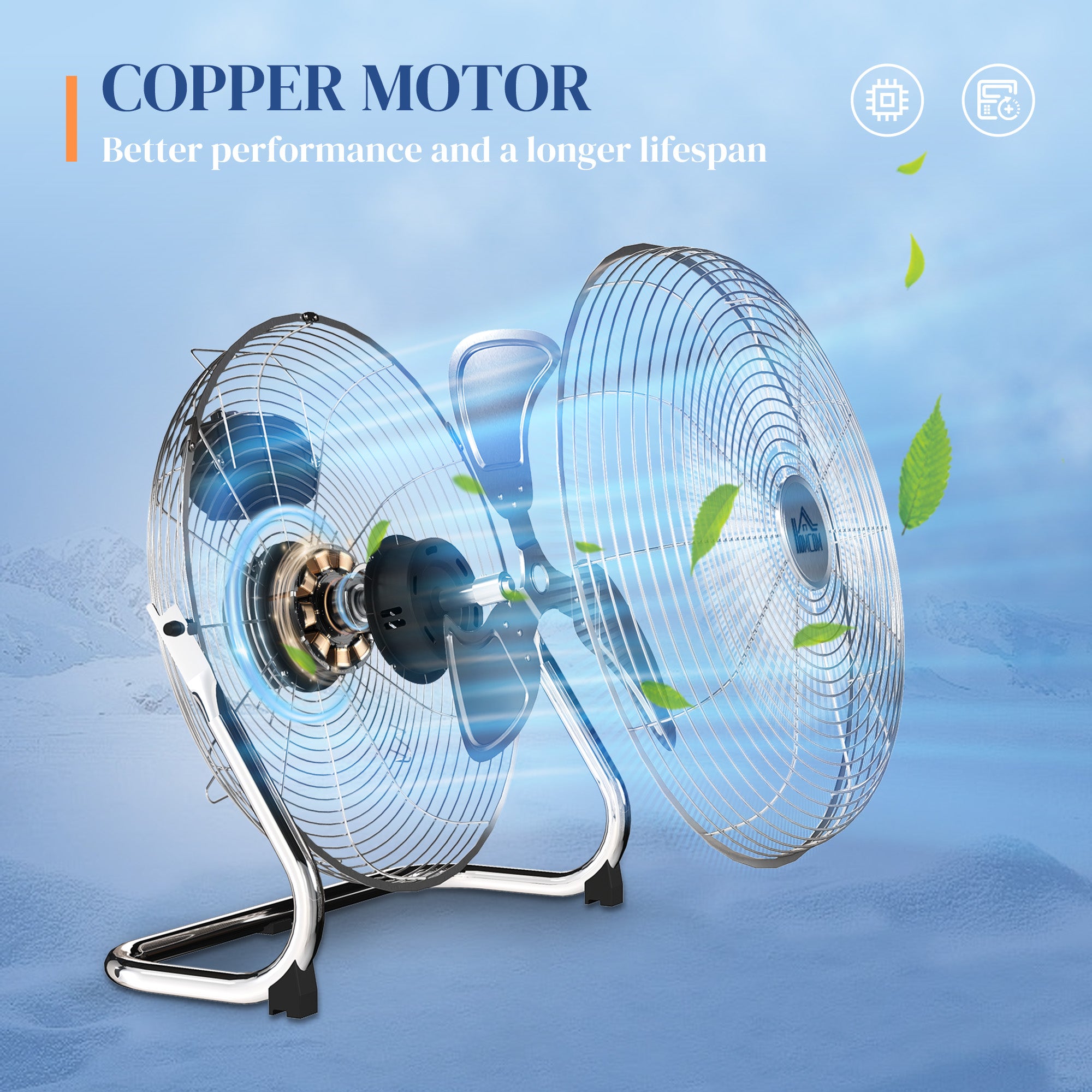 HOMCOM Metal Desk Fan with 3 Speeds & 120√Ç¬∞ Adjustable Tilt - Silver