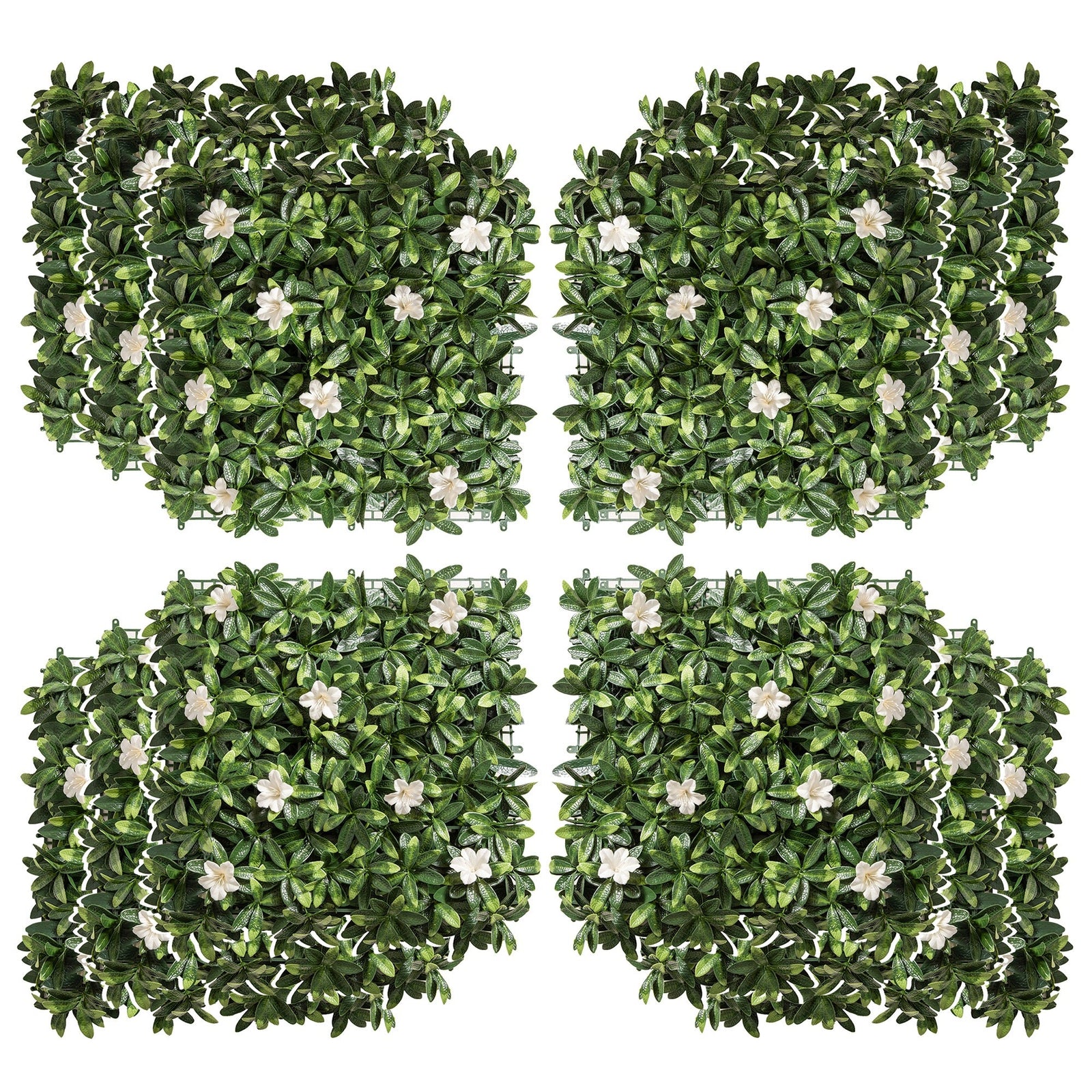 Outsunny 12PCS Artificial Boxwood Wall Panels 50cm x 50cm Rhododendron Privacy Fence Screen Faux Hedge Greenery Backdrop for Home Garden Backyard Balcony