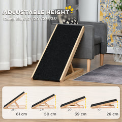 PawHut Dog Ramp, Foldable Pet Ramp with 4 Adjustable Heights, Non-Slip Finish for Medium and Large Dogs, Black