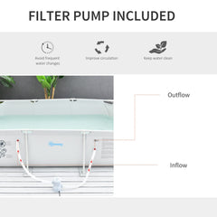 Outsunny Steel Frame Pool with Filter Pump, Filter Cartridge, Rust Resistant Above Ground Swimming Pool, Grey