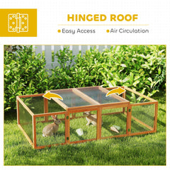 PawHut Big Hutches for Rabbits - 6ft Wooden Spacious Outdoor Rabbit Hutch for Pet Rabbits, Natural Wood