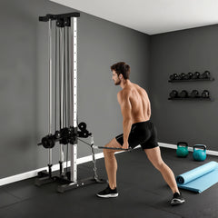 SPORTNOW Wall Mount Cable Machine, 15 Positions Adjustable Cable Crossover Machine Dual Pulley System for Home Gym