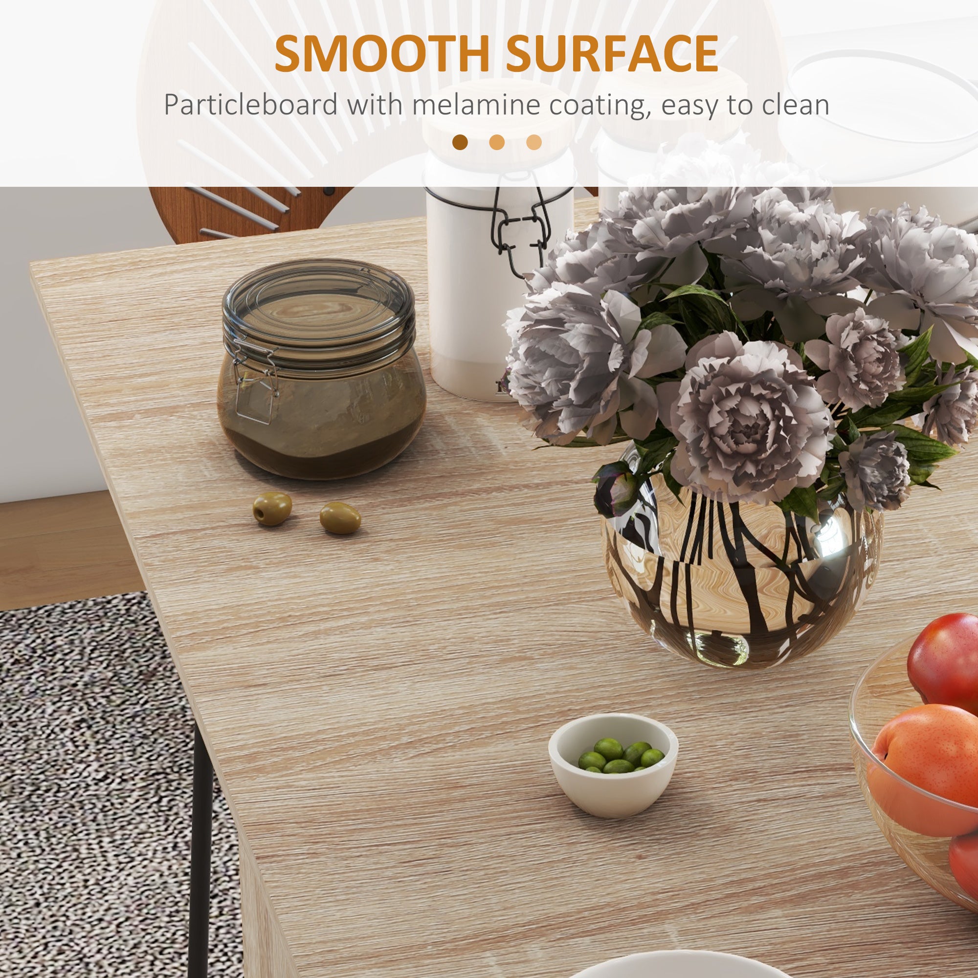 HOMCOM Folding Dining Table, Drop Leaf Table for Small Spaces with 2-tier Shelves, Small Kitchen Table with Rolling Casters, Natural