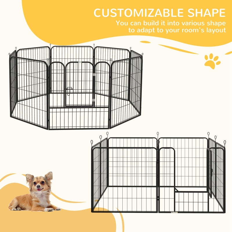 8 Panels Heavy Duty Puppy Playpen, for Small and Medium Dogs, Indoor and Outdoor Use - Black