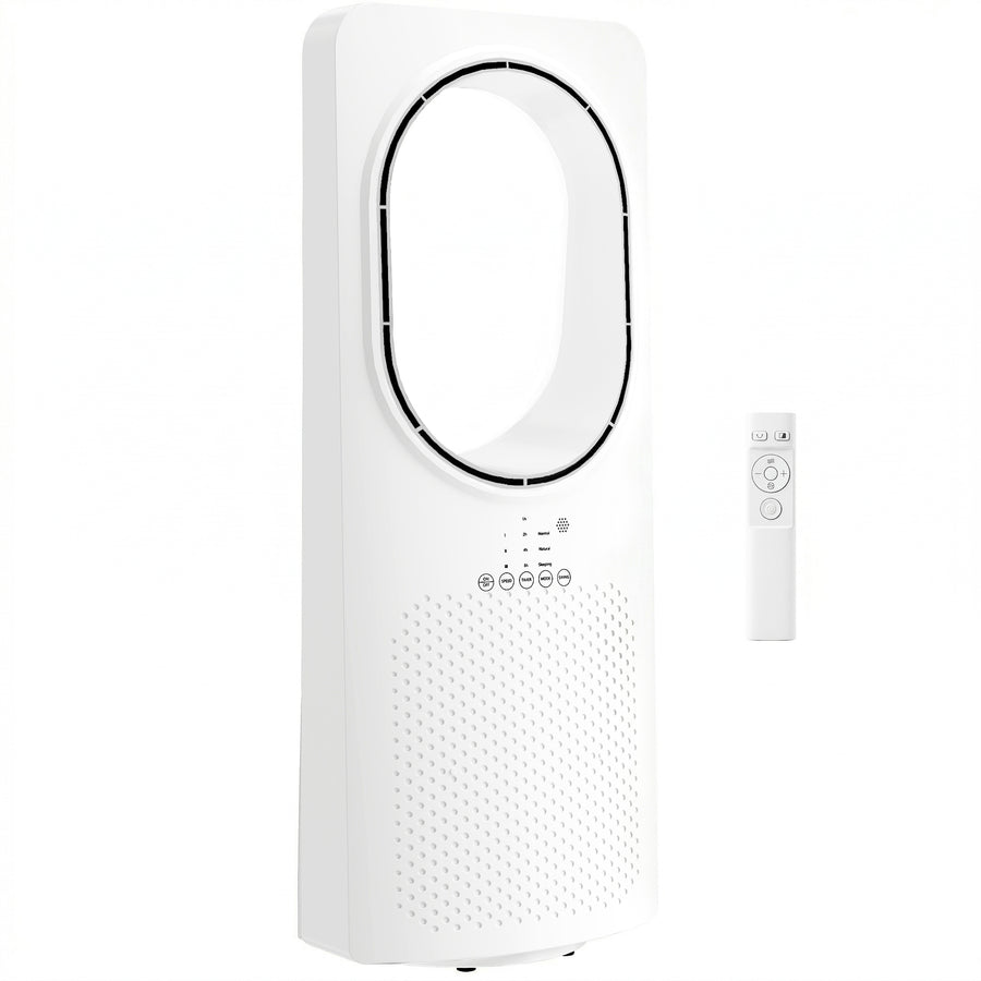HOMCOM Bladeless Tower Fan for Bedroom, 36dB Standing Cooling Fan with Oscillating, 3 Speeds, 3 Modes, 15H Timer, White