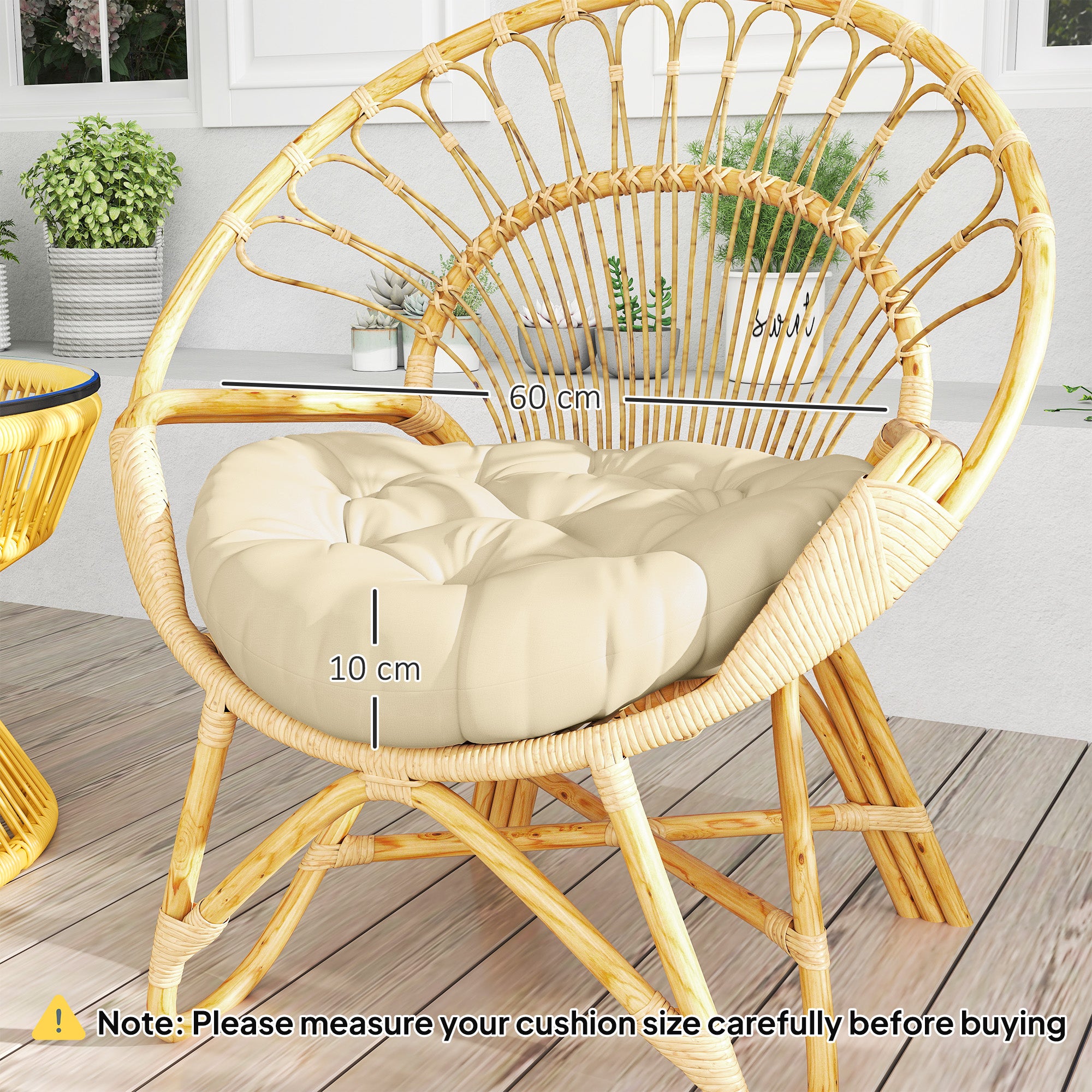Outsunny Set of Two 60cm Outdoor Cushions - Beige