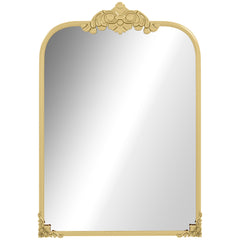 HOMCOM Wall Mirror, Decorative Baroque Mirror with Metal Frame, for Bedroom and Living Room, 60 x 87 cm, Gold Tone