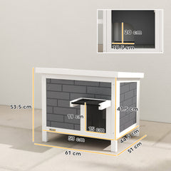 PawHut Outdoor Cat House Insulated with Openable Roof, Weatherproof Feral Cat Shelter for Rabbits, Cats, Grey