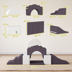 AIYAPLAY 7 Piece Kids Soft Play Set with Detachable Cover, Baby Indoor Climb and Crawl Foam Toys for Toddlers, Brown