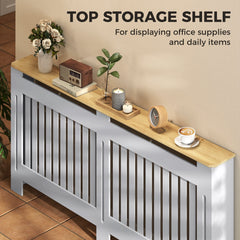 HOMCOM Slatted Radiator Cover, Painted Cabinet with Line Grill Design, 172L × 19W × 81H cm, Grey