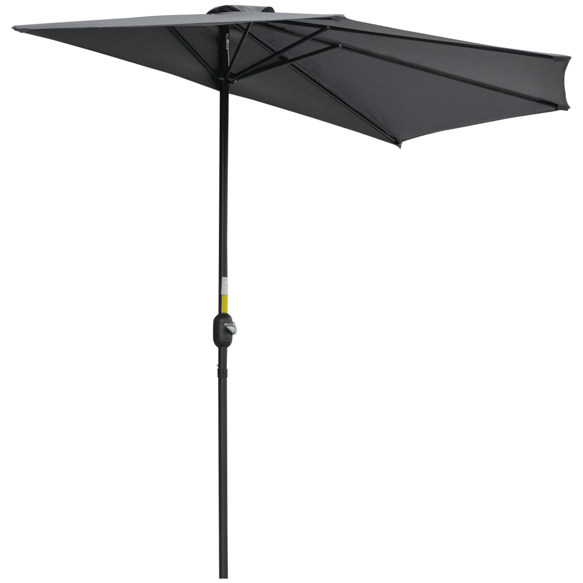 Outsunny 3(m) Half Parasol Semi Round Umbrella Patio Metal Frame Crank Handle for Balcony-- NO BASE INCLUDED, Grey