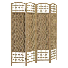 HOMCOM 4 Panel Folding Room Divider, Privacy Screen, Paravent Partition Separator for Living Room, Bedroom, Natural