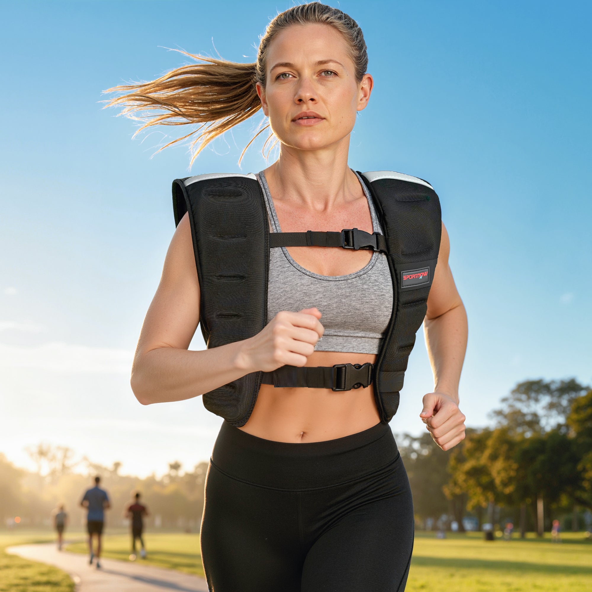 SPORTNOW Weighted Vest, 10 kg Weight Vest with Adjustable Straps, Reflective Strips, Black