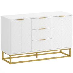 HOMCOM Sideboard with 3 Drawers and Adjustable Shelves for Living Room - White