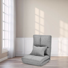 Folding Lazy Floor Sofa Bed with Pillow-Grey