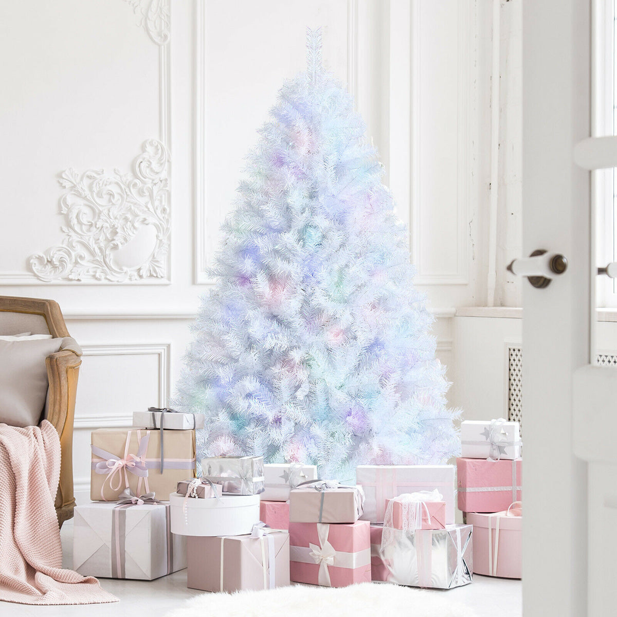 150CM White Hinged Artificial Christmas Tree with 792 Tips