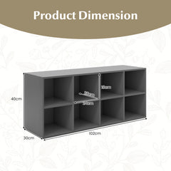 8 Grid Shoe Bench 2 in 1 Shoe Organizer with 8 Storage Cubbies-Grey