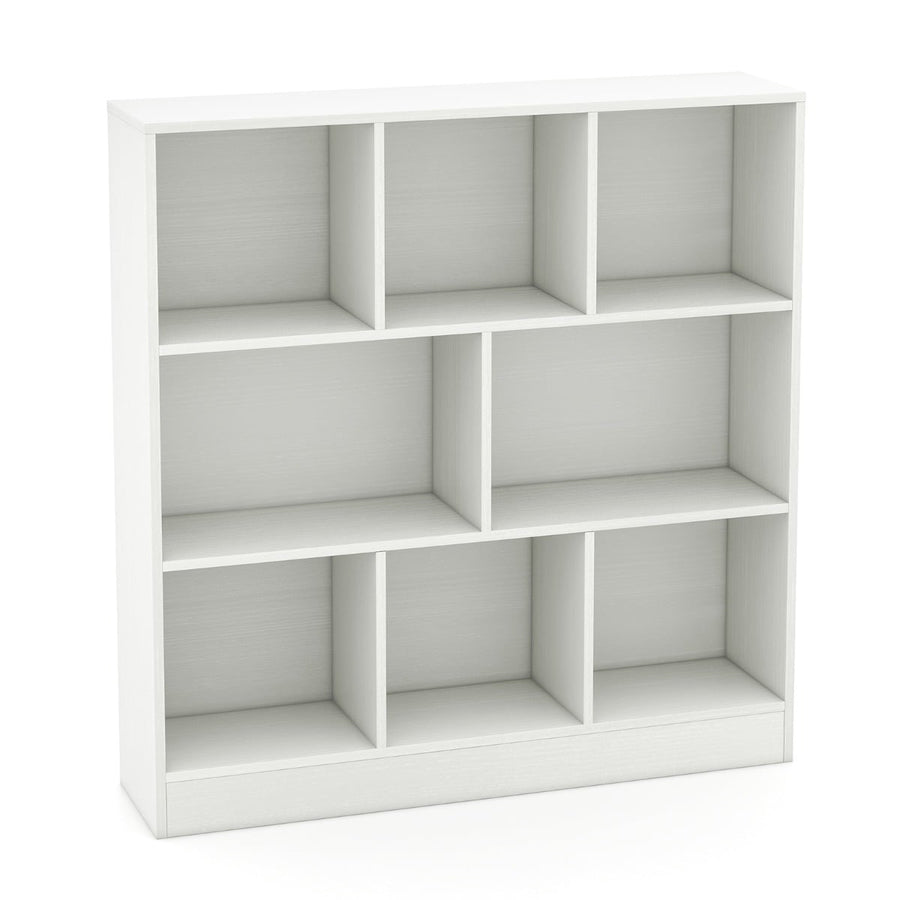 8-Cube Bookshelf with 2 Anti-Tipping Kits and Display Shelf for Home-White