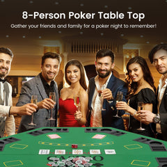 8 Player Foldable Texas Holdem Poker Table Topper with Carrying Bag-Green