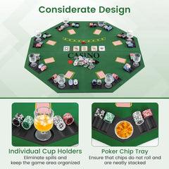 8 Player Foldable Texas Holdem Poker Table Topper with Carrying Bag-Green