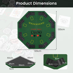 8 Player Foldable Texas Holdem Poker Table Topper with Carrying Bag-Green