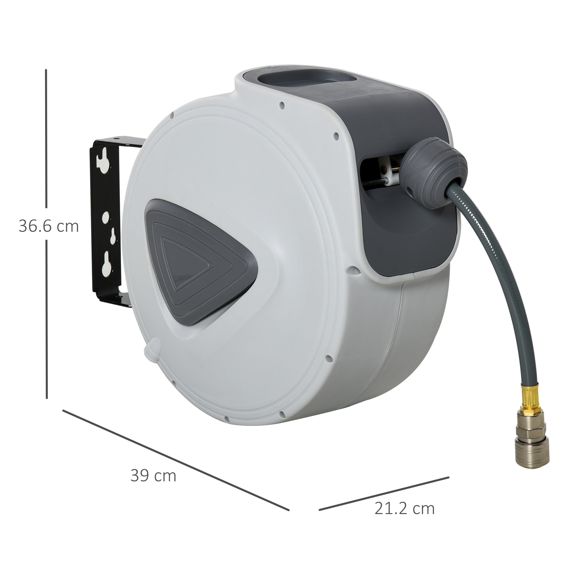 DURHAND Retractable Air Hose Reel 15m+ 140cm Hose Diameter 3/ 8" 9.5mm, Hose Connector 1/ 4" BSP, Wall Mount Auto Rewind Hose- Reel