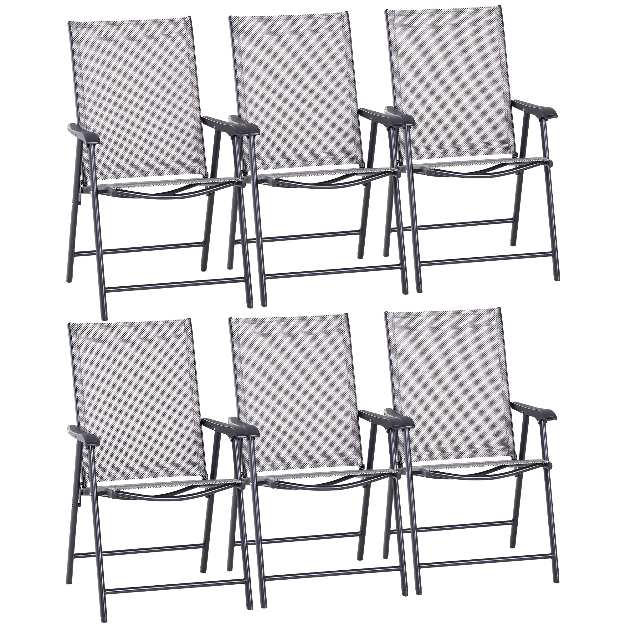 Outsunny Set of Six Folding Garden Chairs - Grey