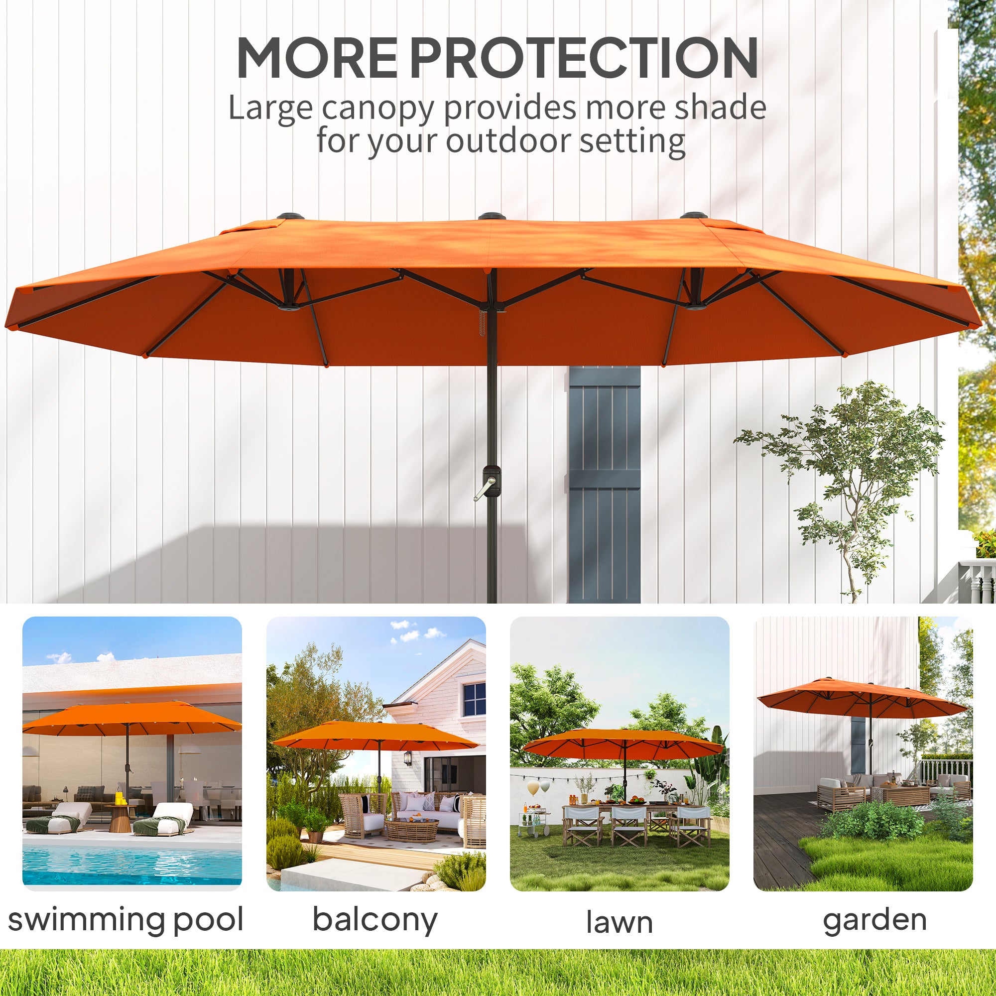 Outsunny 4.6m Double Garden Parasol - Orange