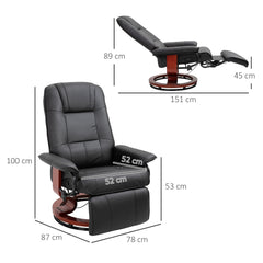 HOMCOM Reclining Swivel Chair, with Footrest - Black