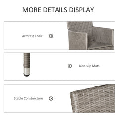 Outsunny Set of Four Rattan Armchairs, with Cushions - Grey