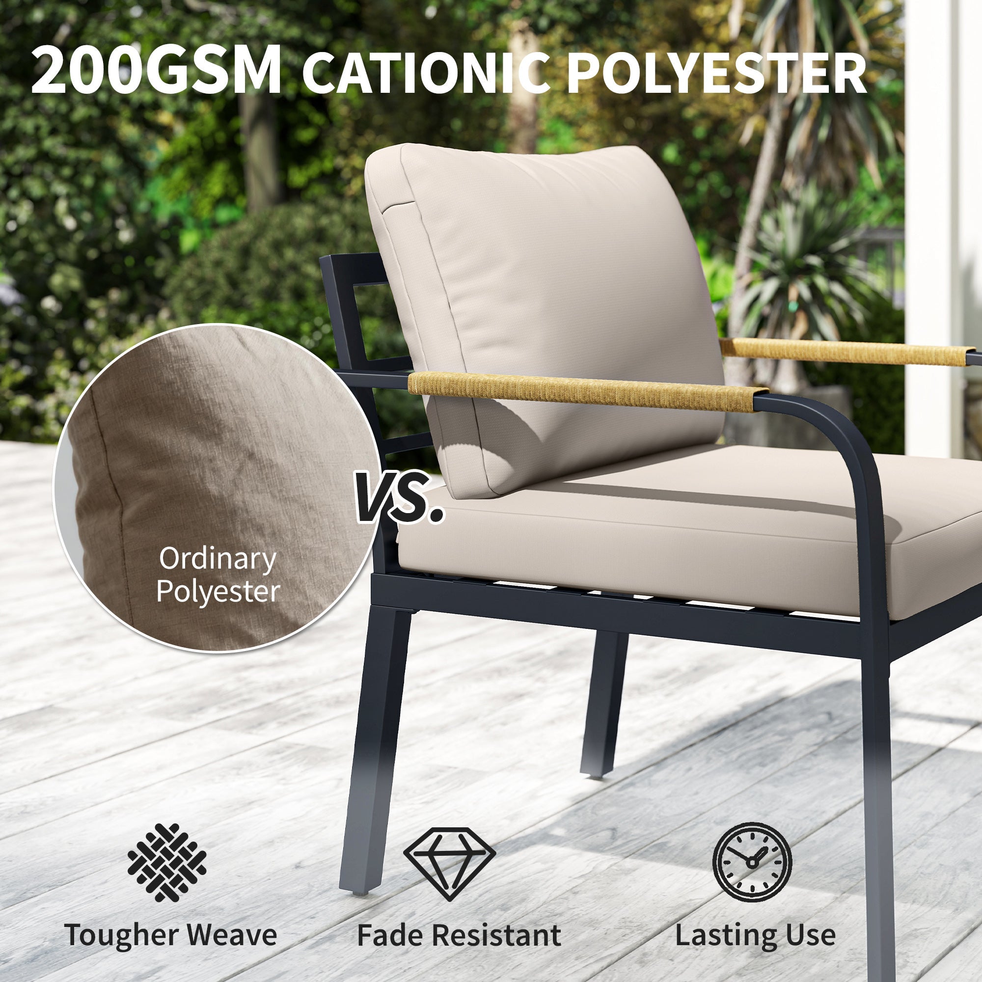 Outsunny 7 Seater Garden Furniture Set, Metal Garden Sofa Set with Cushions, Outdoor Furniture Conversation Sets, Khaki