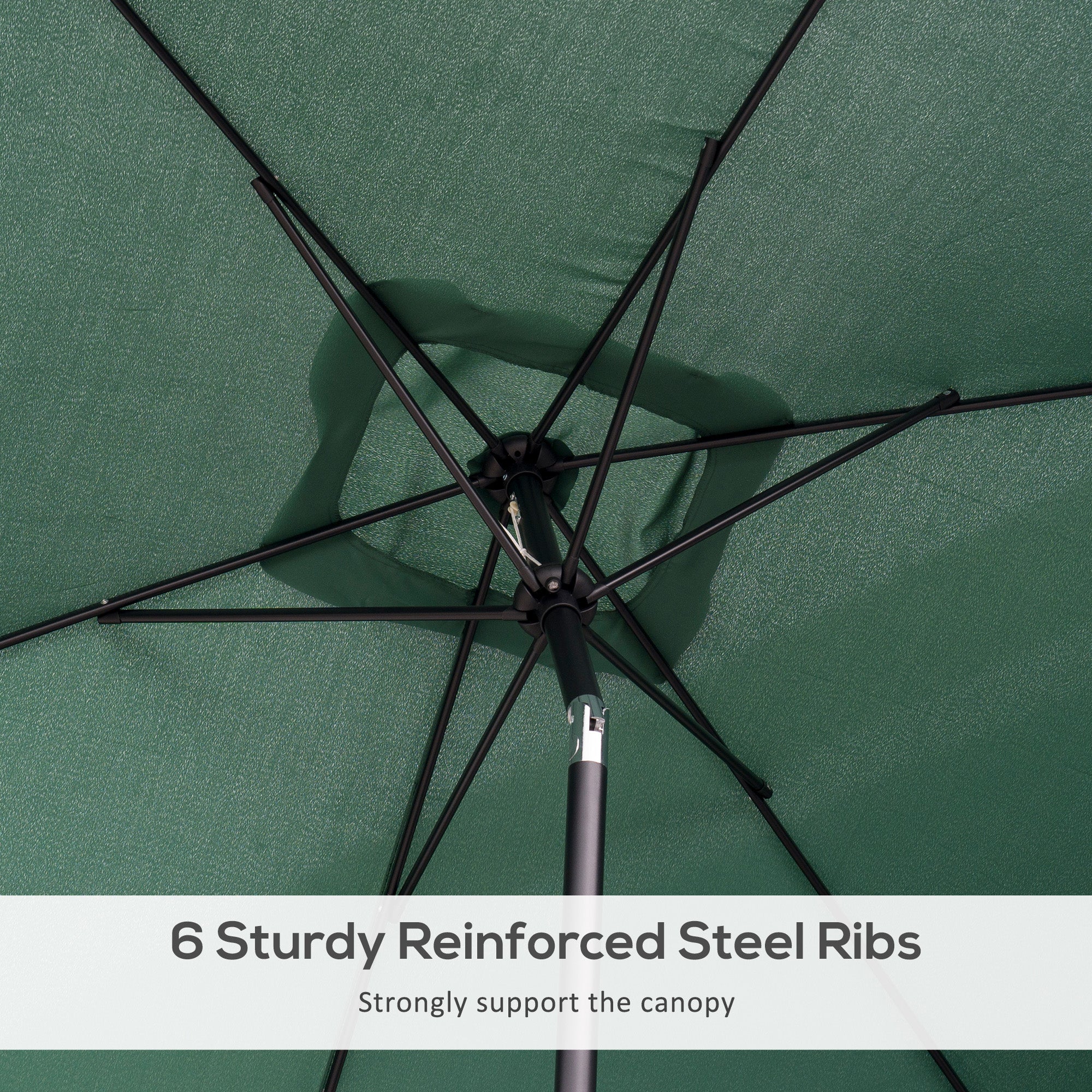 Outsunny 3x2m Patio Parasol Garden Umbrellas Canopy with Aluminium Tilt Crank Rectangular Sun Shade Steel, Green