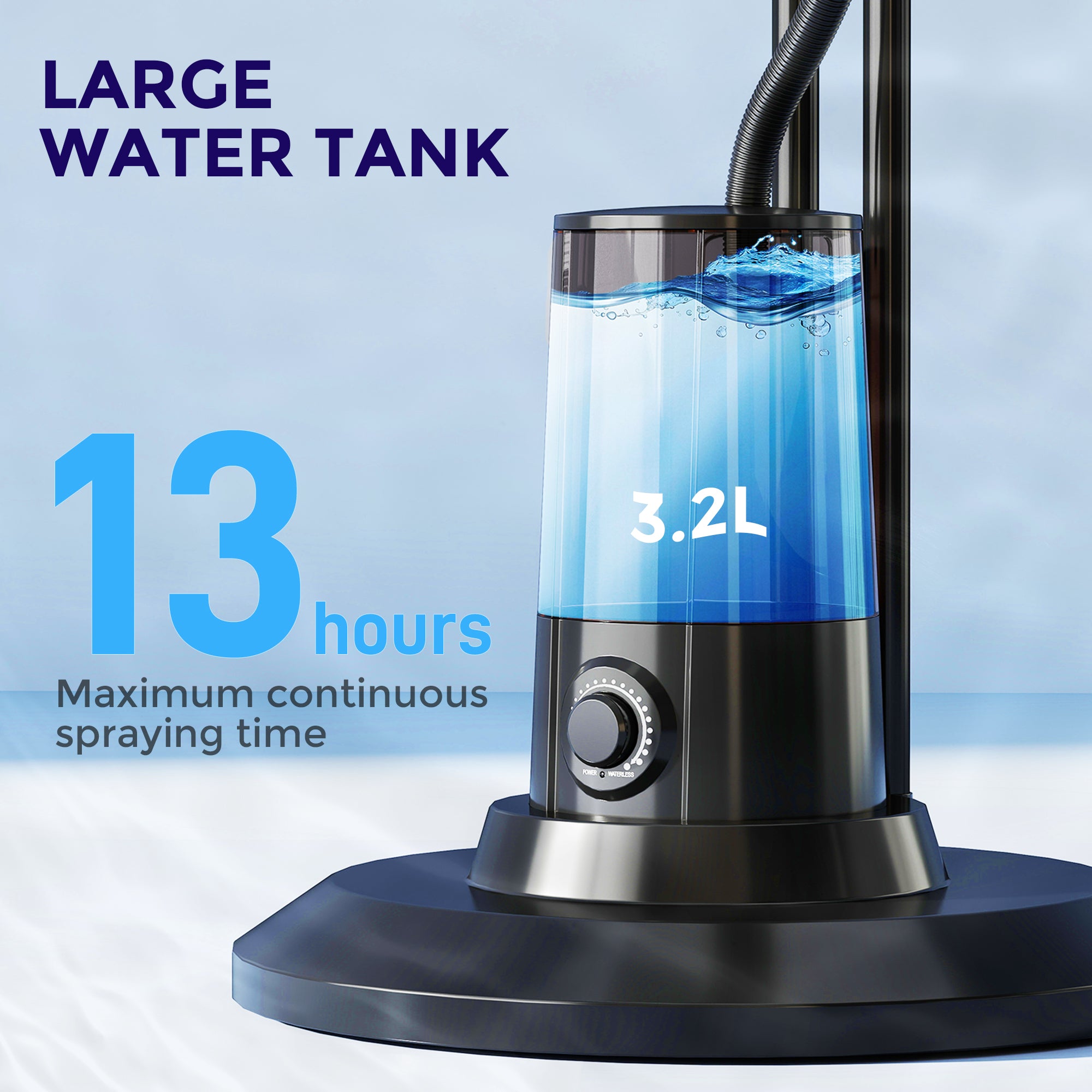 HOMCOM Pedestal Fan with Water Mist Spray, Spray Misting Fan with 70√Ç¬∞ Oscillation, Tilt Head, 3 Speeds, 3 Modes, Adjustable Mist, 3.2L Water Tank, for Home, 120 cm