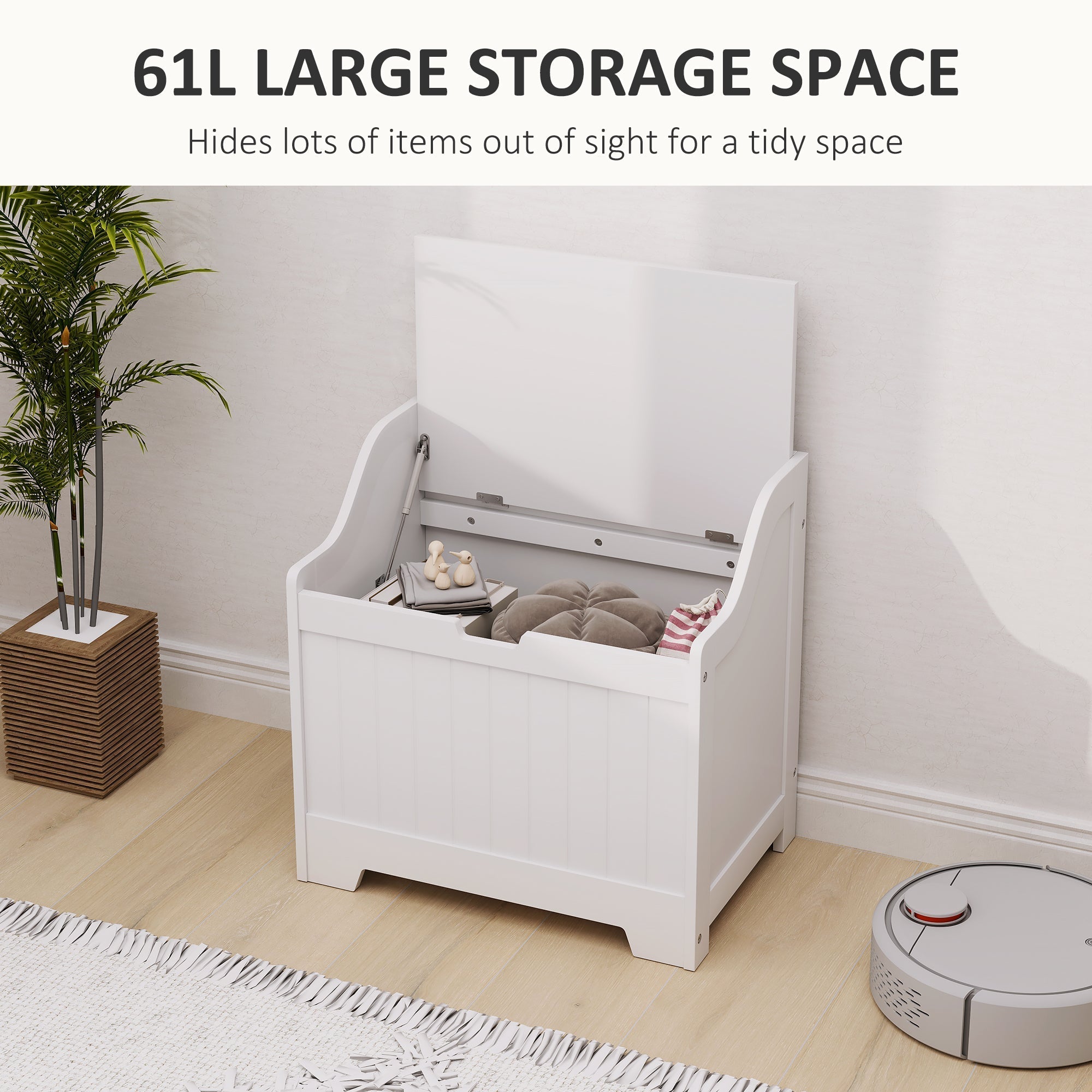 HOMCOM 61L Home Storage Chest - White