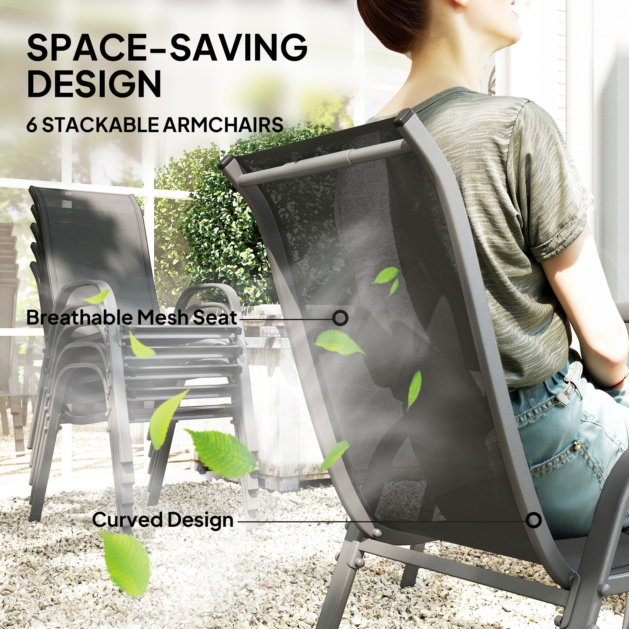 Outsunny Seven-Piece Outdoor Dining Set - Charcoal Grey