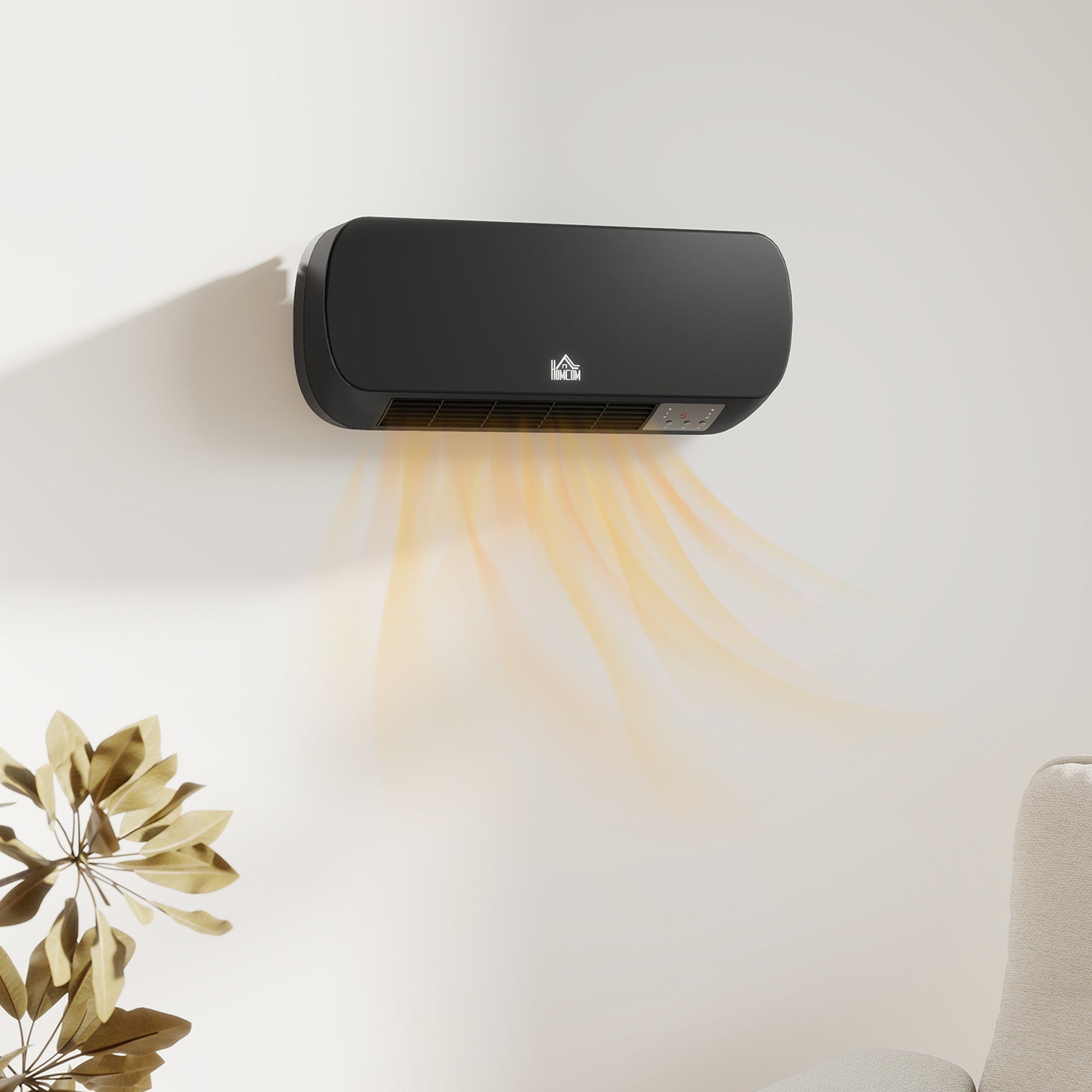 HOMCOM 2000W Wall Mounted Ceramic Space Heater, 10-49√Ç¬∞C Temperature, Black