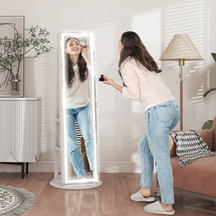 HOMCOM Storage Jewellery Cabinet, with Mirror and Lights - White
