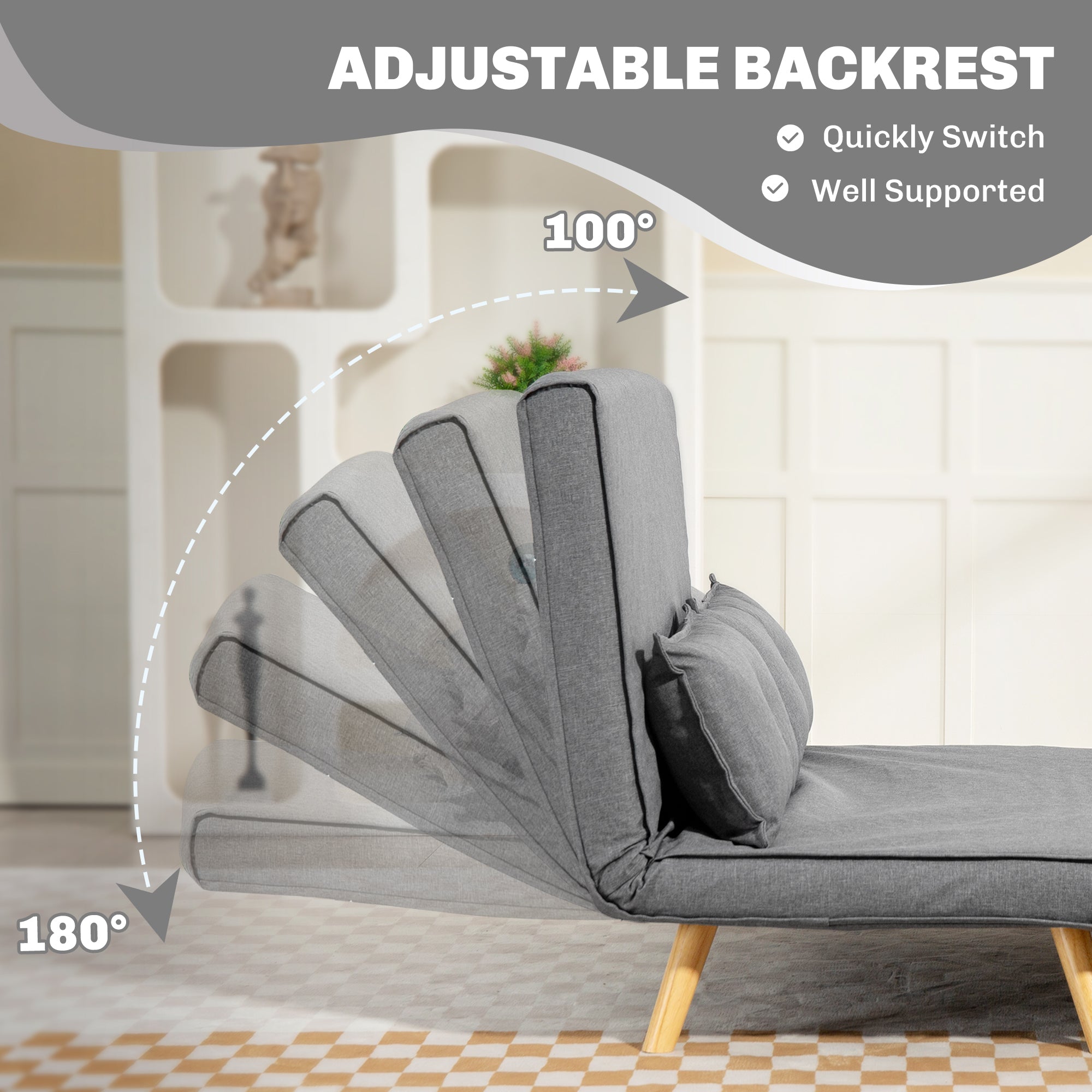 HOMCOM Two-Seater Linen-Look Sofa Bed - Grey