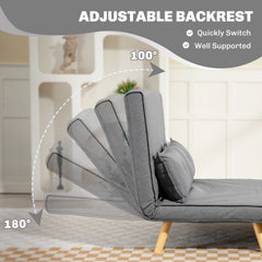 HOMCOM Two-Seater Linen-Look Sofa Bed - Grey