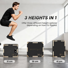 SPORTNOW Non-Slip Plyo Box, Corner-free Wooden Jump Box, 31 x 36 x 41 cm